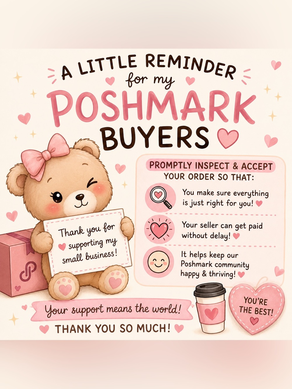 Poshmark Buyers Reminder Decorative Print - Pink